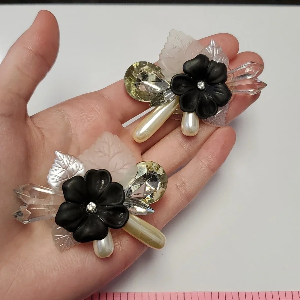 Very big clip on costume earrings